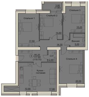планировка квартиры 120 м2